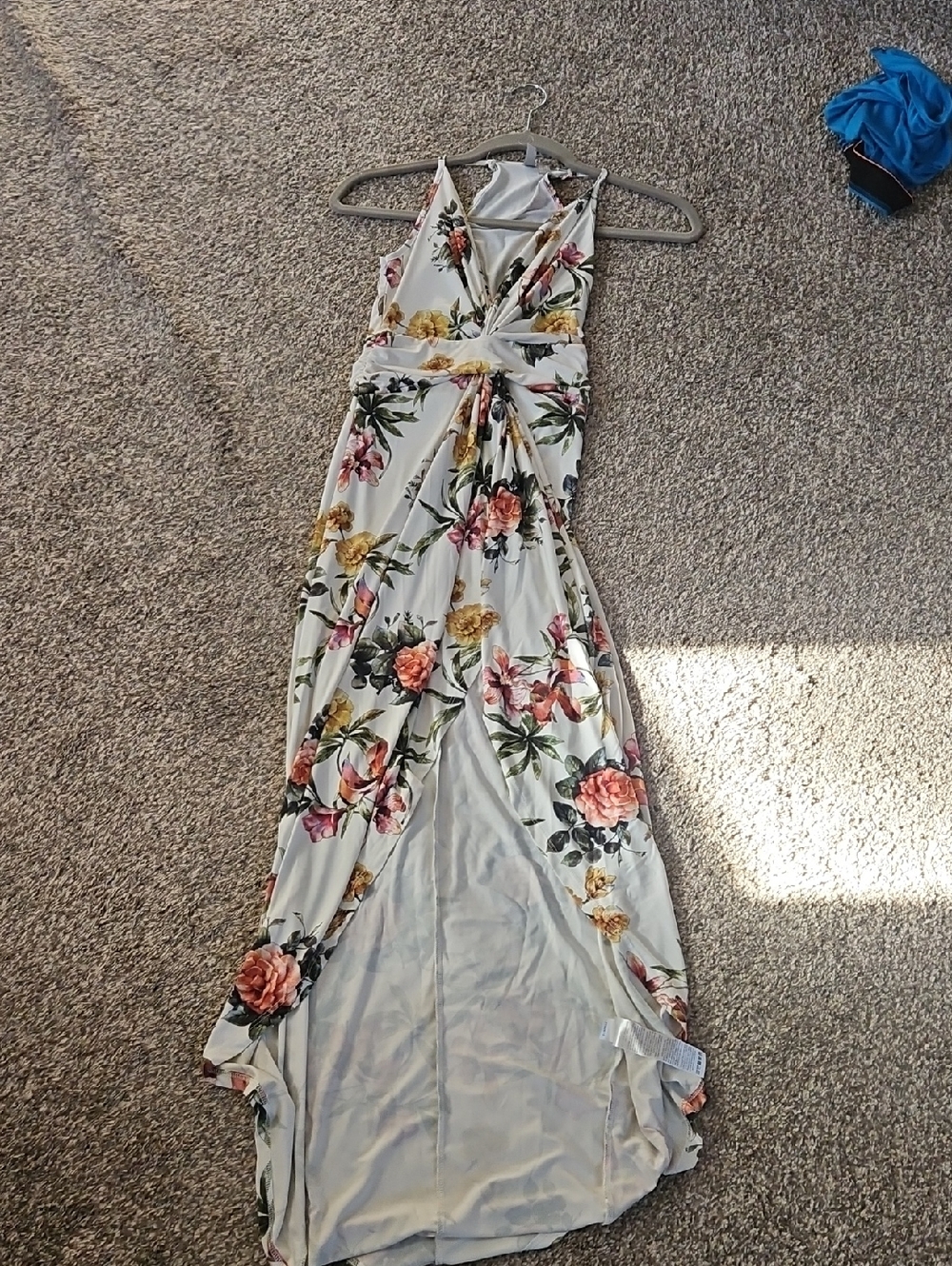 ASOS Cream Floral Maxi Dress with Pink & Yellow Blooms